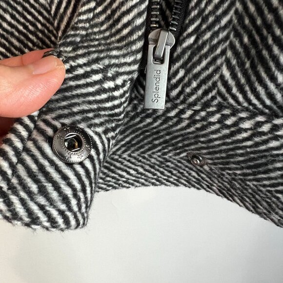 Splendid TIA Herringbone Crop Biker Jacket XTRA-SMALL XS in Black White Colorway - Picture 8 of 13